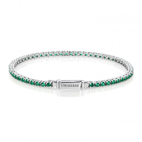 UNOAERRE BRACCIALE TENNIS IN ARGENTO CON ZIRCONI VERDI 6030