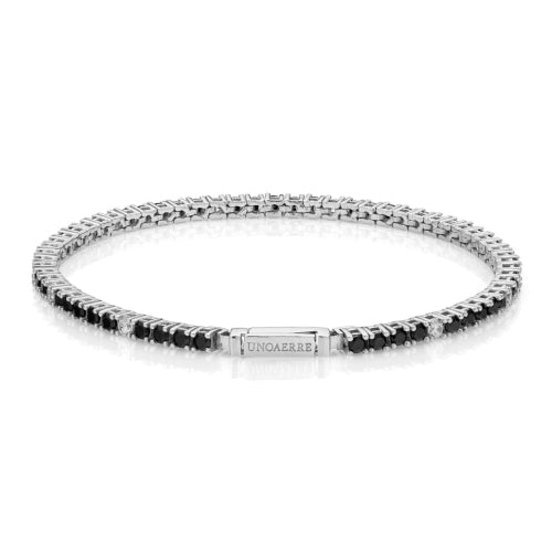 UNOAERRE BRACCIALE TENNIS IN ARGENTO CON ZIRCONI BIANCHI E NERI 6386