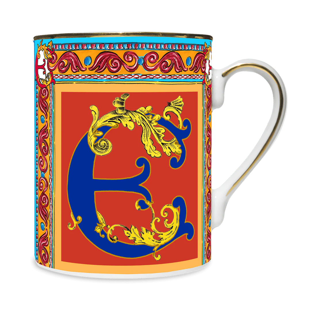 BACI MILANO MUG LETTERA E -ORTIGIA COLLECTION