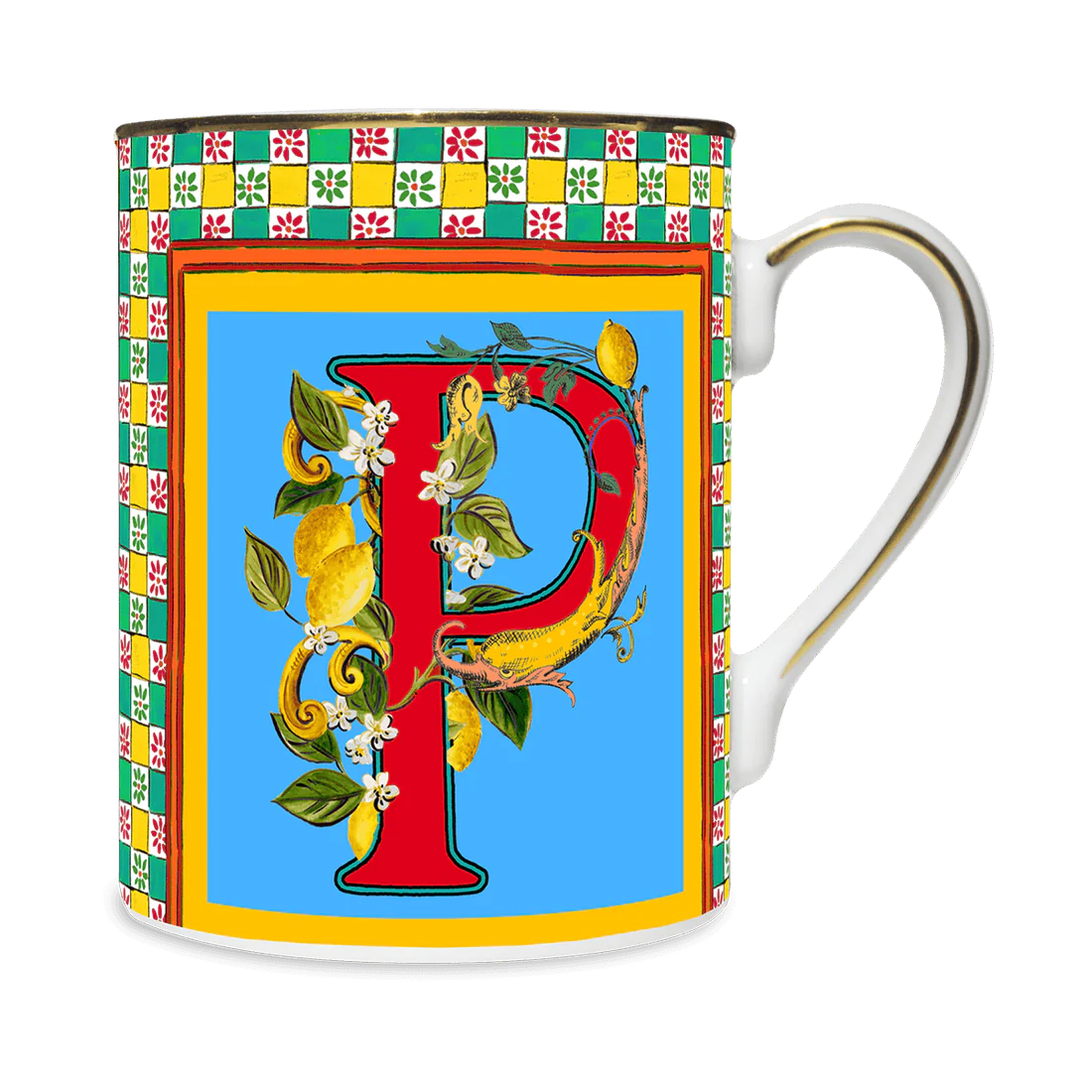 BACI MILANO MUG LETTERA P -ORTIGIA COLLECTION