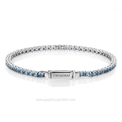 UNOAERRE BRACCIALE TENNIS IN ARGENTO CON ZIRCONI AZZURRI 6032