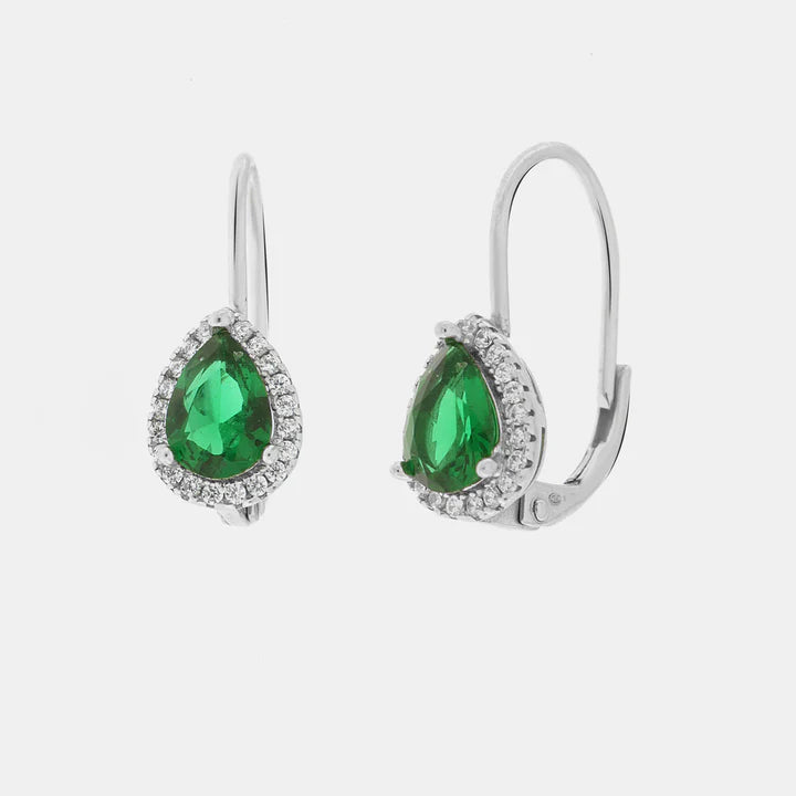 ORECCHINI IN ARGENTO 925 A FORMA DI GOCCIA CON ZIRCONE VERDE BYSIMON 1103800