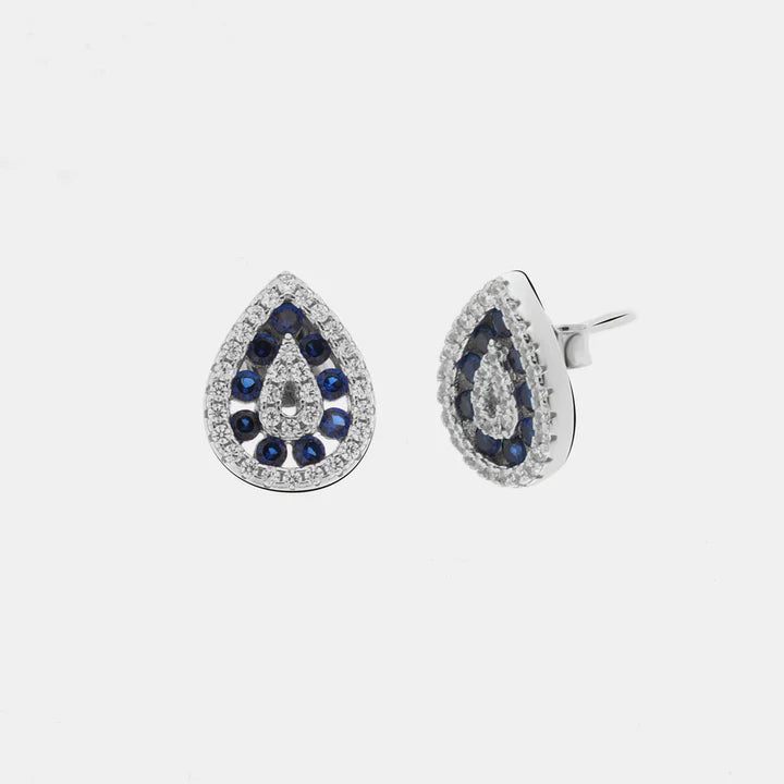 Orecchini in Argento 925 con zircone a forma di goccia blu