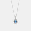 Collana in Argento 925 con zirconi bianchi e zircone centrale blu