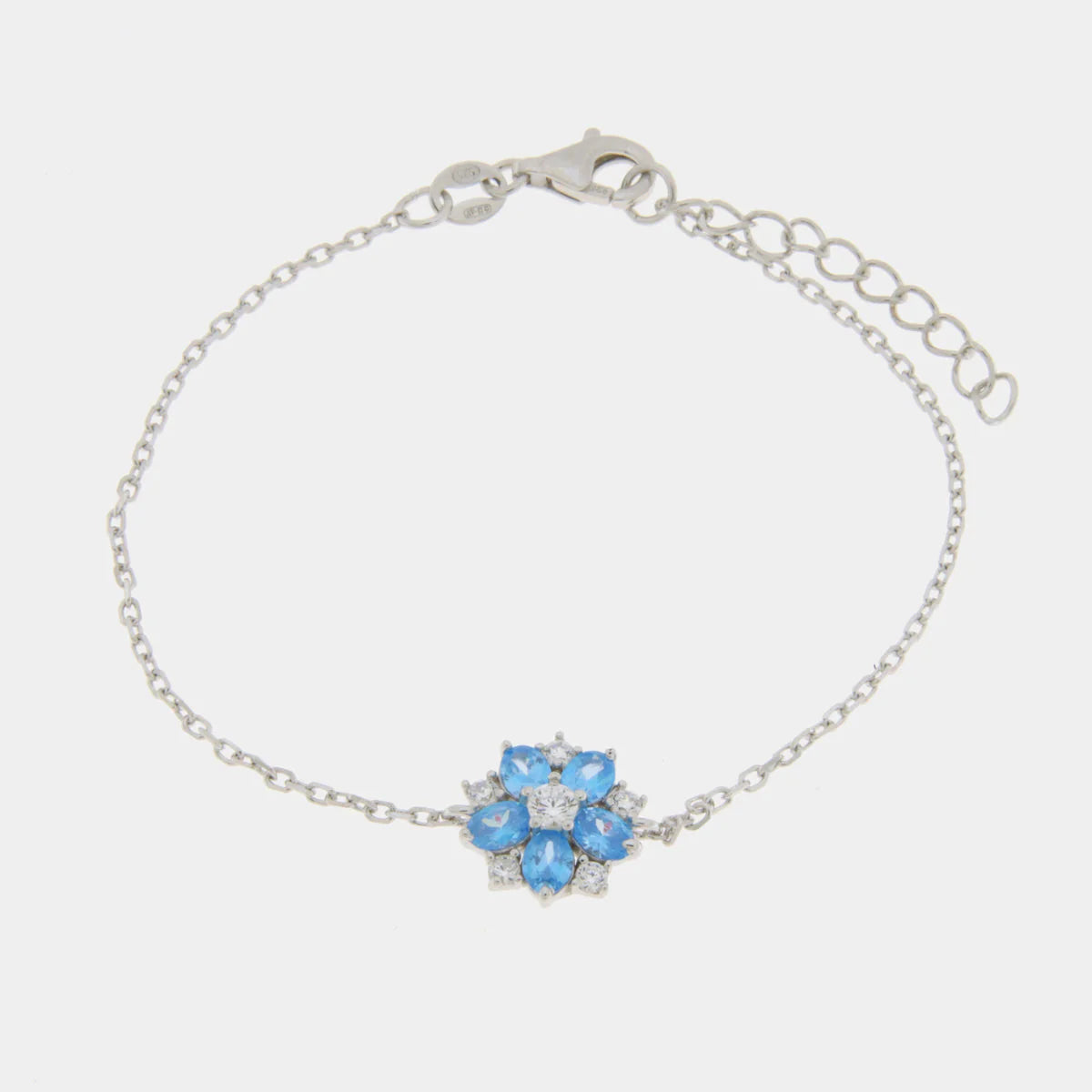 BYSIMON BRACCIALE IN ARGENTO 925 CON FIORE ZIRCONATO CELESTE 1702356