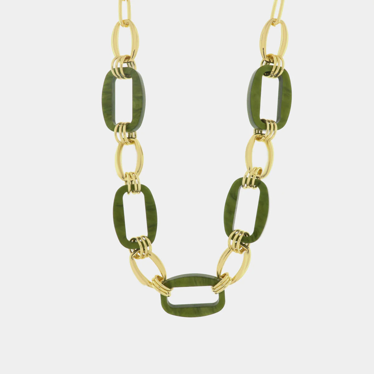 COLLANA IN METALLO CON CATENE A FORMA RETTANGOLARE VERDI BY SIMON 3541432