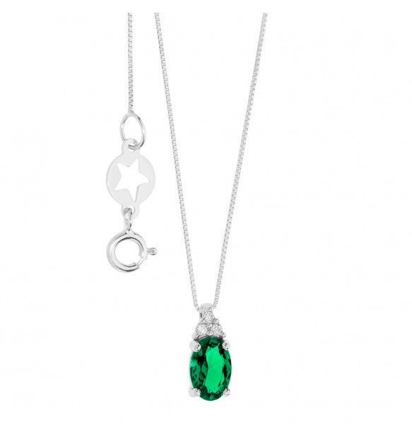 COLLANA COMETE CON PENDENTE IN SMERALDO DIAMANTI E ORO GLB 1617