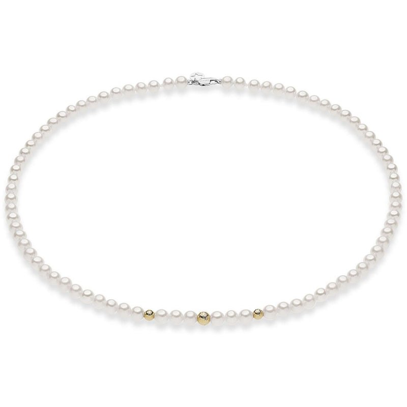 COLLANA COMETE GIROCOLLO PERLE E 3 SFERE IN ORO FWQ 349 Collana Donna Gioielli Comete Fwq 349